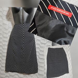 Alain Manoukian Black White Striped Skirt 8